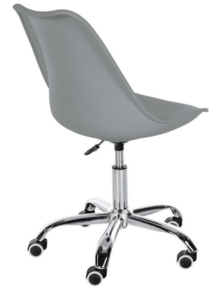 Chaise de bureau à roulettess design Polyuréthane Polypropylène Gris Métal Argenté Chromé Silea - 3