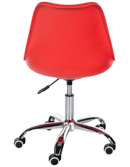 Chaise de bureau à roulettess design Polyuréthane Polypropylène Rouge Métal Argenté Chromé Silea - 4