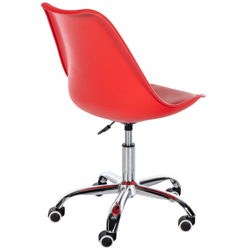 Chaise de bureau à roulettess design Polyuréthane Polypropylène Rouge Métal Argenté Chromé Silea - 3