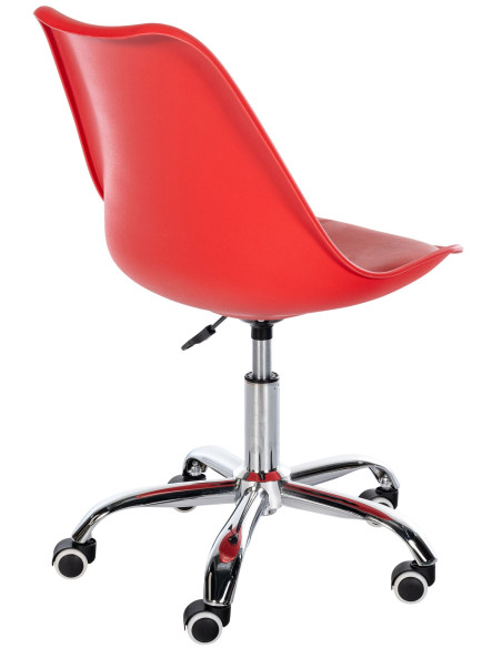 Chaise de bureau à roulettess design Polyuréthane Polypropylène Rouge Métal Argenté Chromé Silea - 3