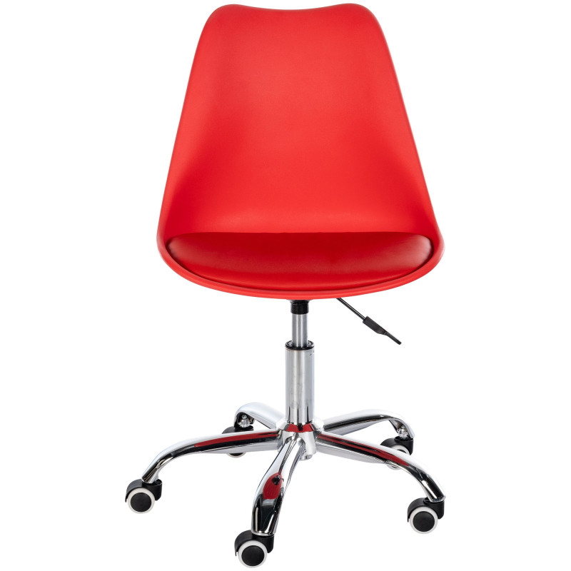 Chaise de bureau à roulettess design Polyuréthane Polypropylène Rouge Métal Argenté Chromé Silea - 2