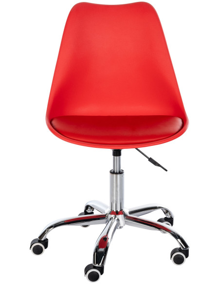 Chaise de bureau à roulettess design Polyuréthane Polypropylène Rouge Métal Argenté Chromé Silea - 2