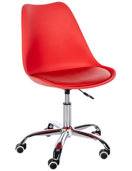 Chaise de bureau à roulettess design Polyuréthane Polypropylène Rouge Métal Argenté Chromé Silea - 1