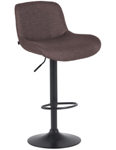 Tabouret de bar moderne Tissu Marron foncé Métal Noir Mat Yielo 