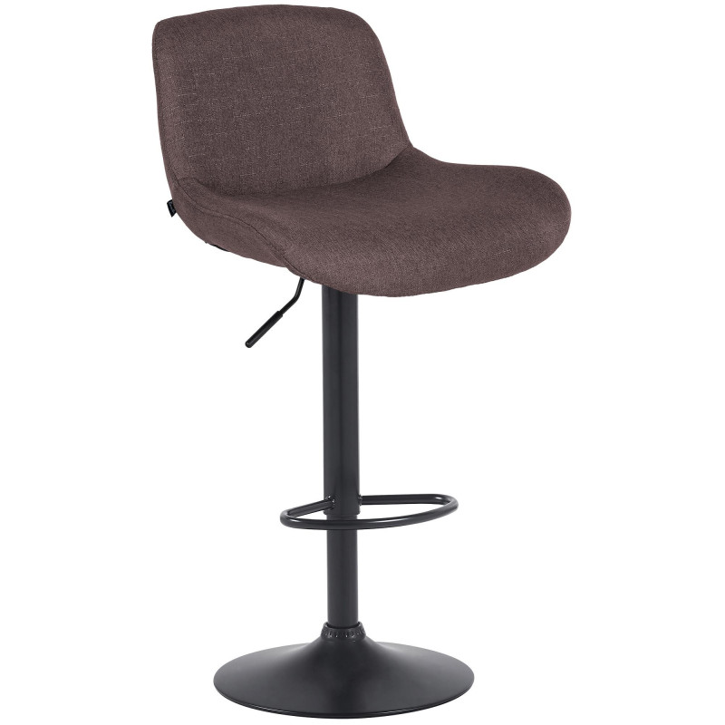 Tabouret de bar moderne Tissu Marron foncé Métal Noir Mat Yielo 