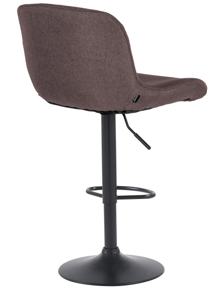 Tabouret de bar moderne Tissu Marron foncé Métal Noir Mat Yielo 
