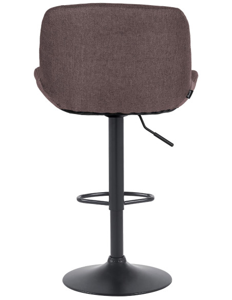 Tabouret de bar moderne Tissu Marron foncé Métal Noir Mat Yielo 
