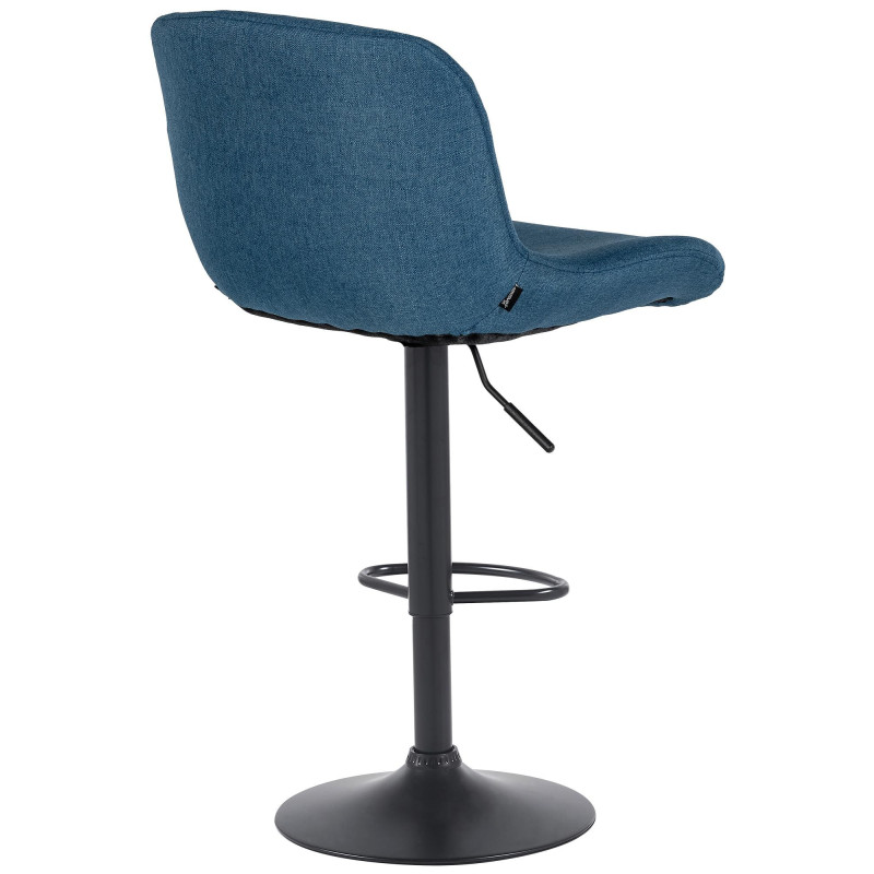 Tabouret de bar moderne Tissu Bleu Métal Noir Mat Yielo 