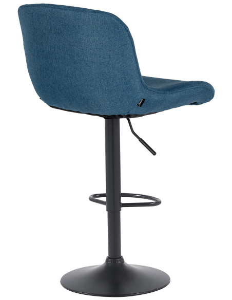 Tabouret de bar moderne Tissu Bleu Métal Noir Mat Yielo 