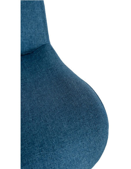 Tabouret de bar moderne Tissu Bleu Métal Noir Mat Yielo 