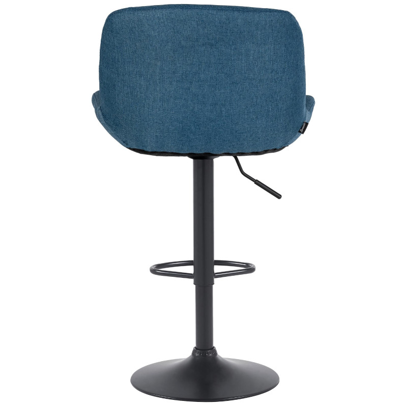 Tabouret de bar moderne Tissu Bleu Métal Noir Mat Yielo 