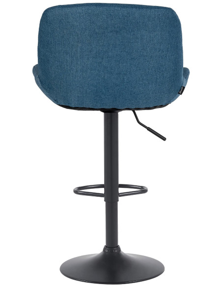 Tabouret de bar moderne Tissu Bleu Métal Noir Mat Yielo 