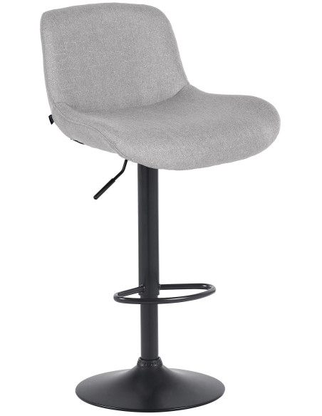 Tabouret de bar moderne Tissu Gris clair Métal Noir Mat Yielo - 1
