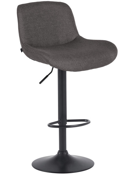 Tabouret de bar moderne Tissu Gris foncé Métal Noir Mat Yielo 