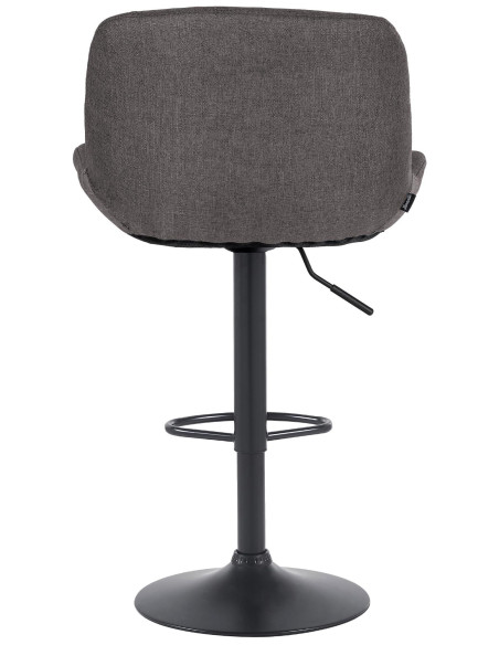 Tabouret de bar moderne Tissu Gris foncé Métal Noir Mat Yielo 