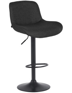 Tabouret de bar moderne Tissu Noir Métal Noir Mat Yielo 
