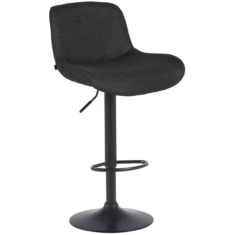 Tabouret de bar moderne Tissu Noir Métal Noir Mat Yielo 