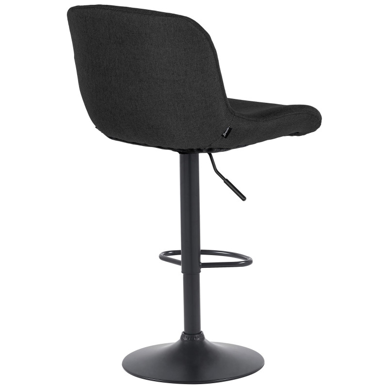 Tabouret de bar moderne Tissu Noir Métal Noir Mat Yielo 
