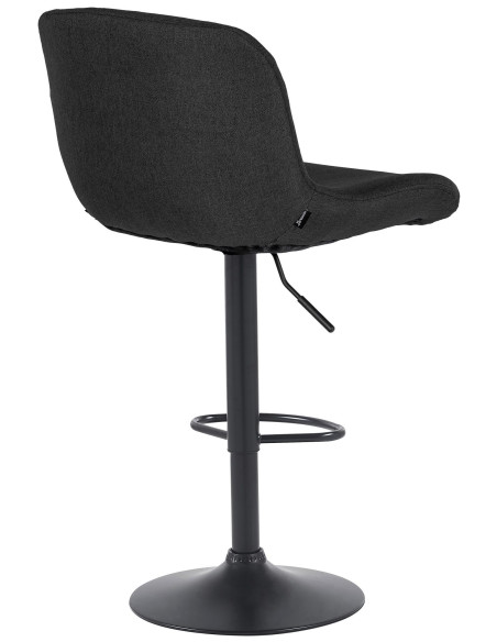 Tabouret de bar moderne Tissu Noir Métal Noir Mat Yielo 