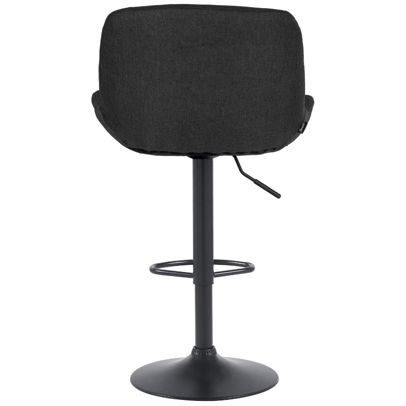 Tabouret de bar moderne Tissu Noir Métal Noir Mat Yielo 