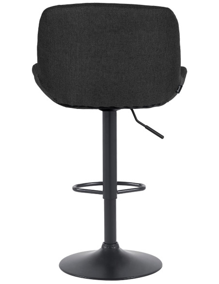 Tabouret de bar moderne Tissu Noir Métal Noir Mat Yielo 