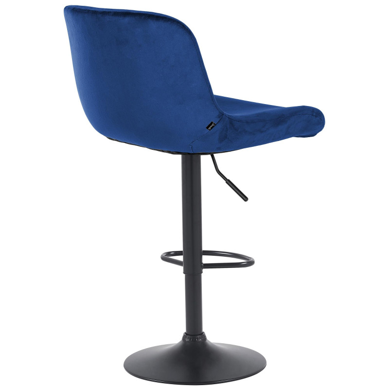 Tabouret de bar moderne Velours Bleu Métal Noir Mat Yielo 
