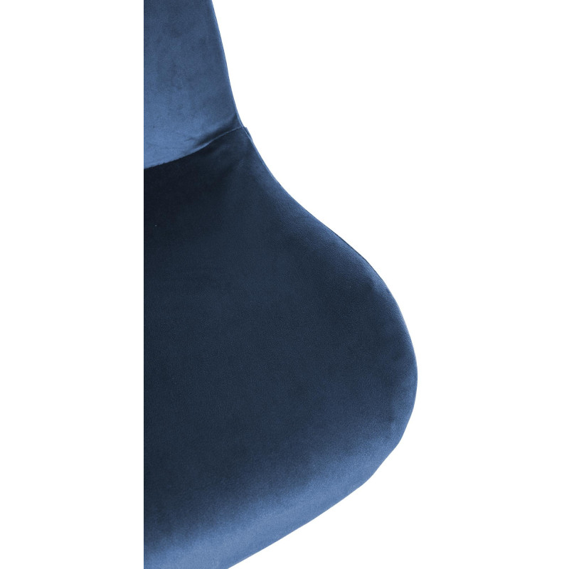 Tabouret de bar moderne Velours Bleu Métal Noir Mat Yielo 