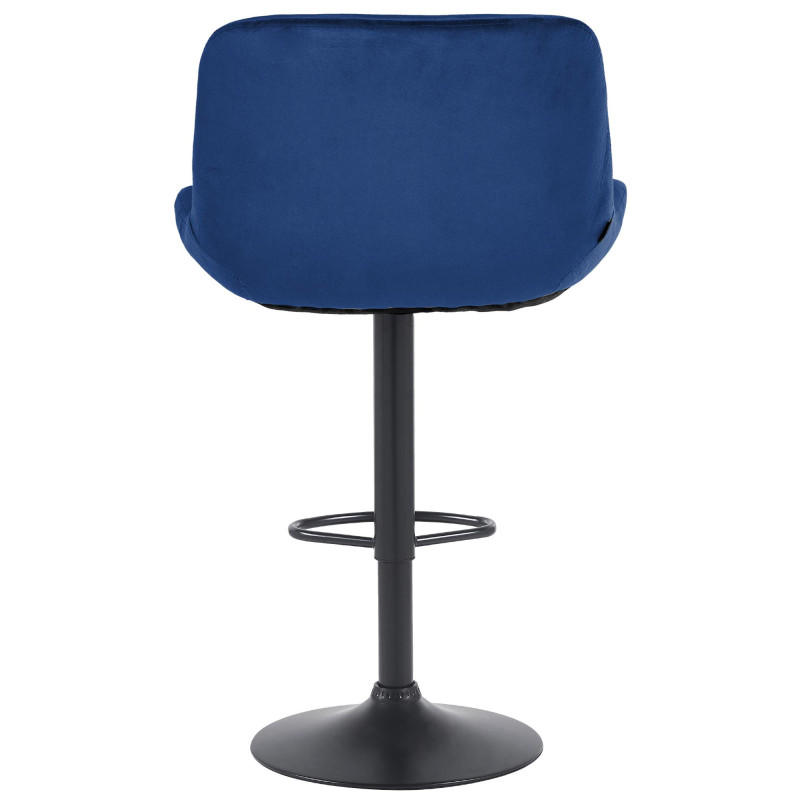 Tabouret de bar moderne Velours Bleu Métal Noir Mat Yielo 