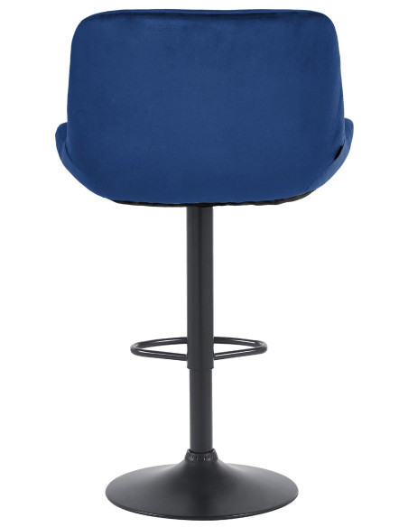 Tabouret de bar moderne Velours Bleu Métal Noir Mat Yielo 