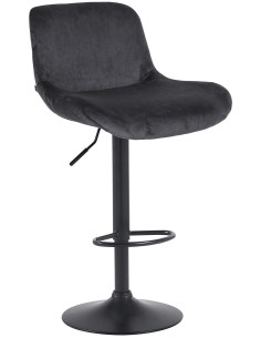 Tabouret de bar moderne Velours Noir Métal Noir Mat Yielo 