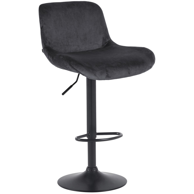 Tabouret de bar moderne Velours Noir Métal Noir Mat Yielo 