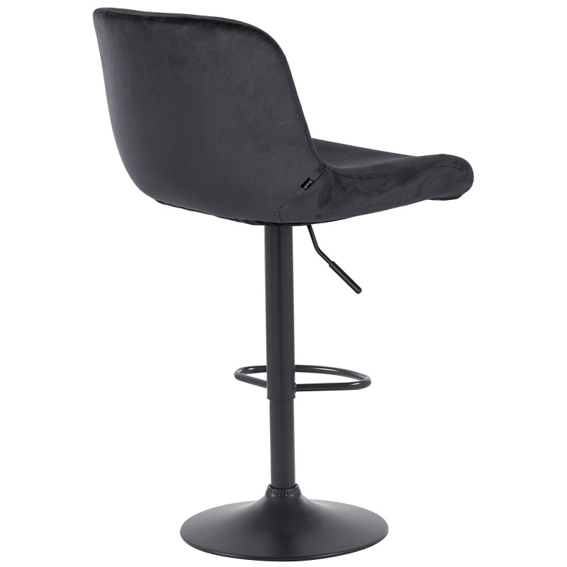 Tabouret de bar moderne Velours Noir Métal Noir Mat Yielo 