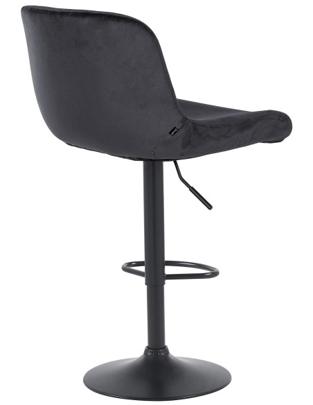 Tabouret de bar moderne Velours Noir Métal Noir Mat Yielo 