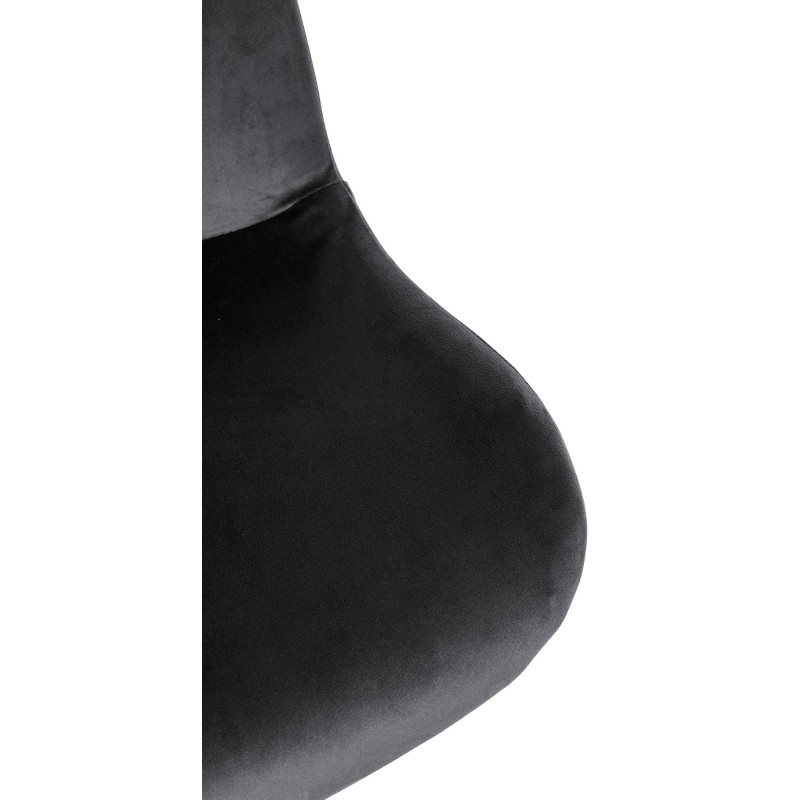 Tabouret de bar moderne Velours Noir Métal Noir Mat Yielo 