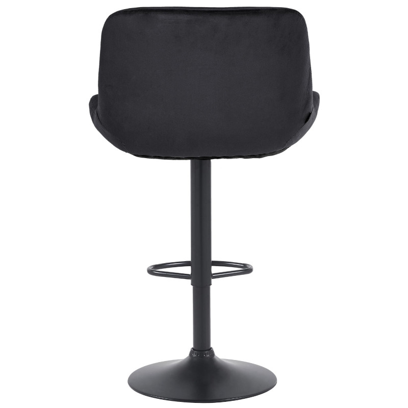 Tabouret de bar moderne Velours Noir Métal Noir Mat Yielo 