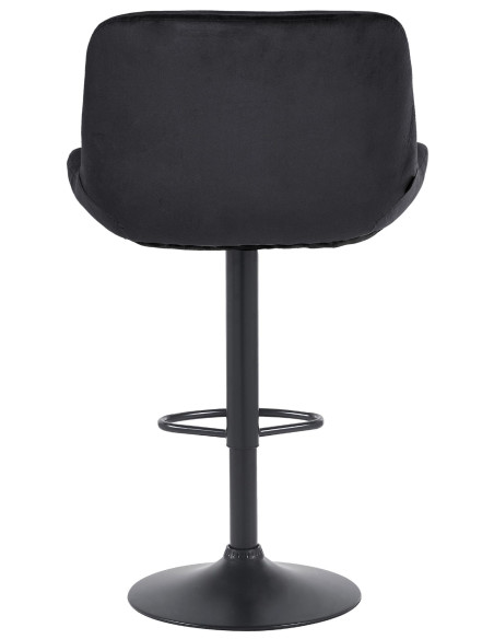 Tabouret de bar moderne Velours Noir Métal Noir Mat Yielo 