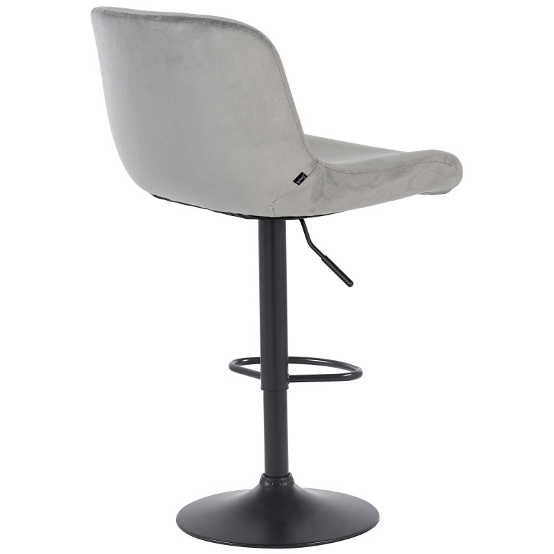 Tabouret de bar moderne Velours Gris Métal Noir Mat Yielo 