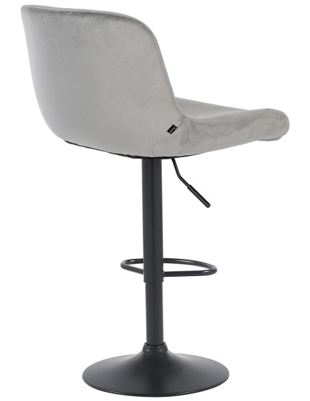 Tabouret de bar moderne Velours Gris Métal Noir Mat Yielo 