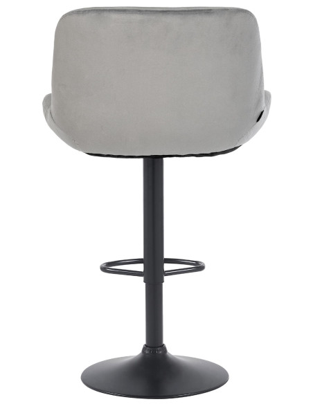 Tabouret de bar moderne Velours Gris Métal Noir Mat Yielo 
