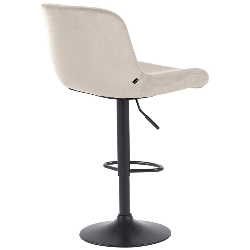 Tabouret de bar moderne Velours Blanc crème Métal Noir Mat Yielo 