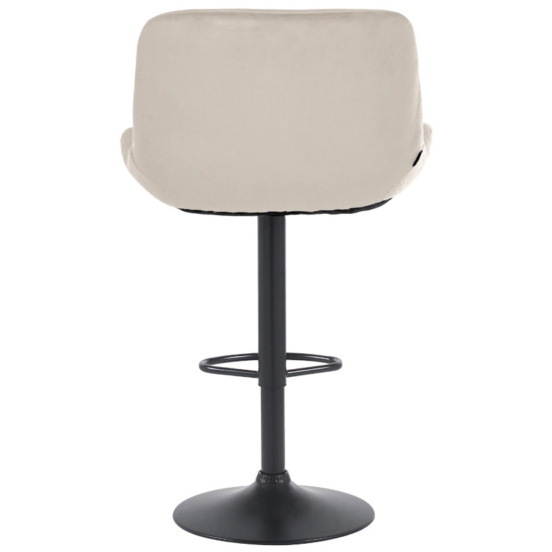 Tabouret de bar moderne Velours Blanc crème Métal Noir Mat Yielo 