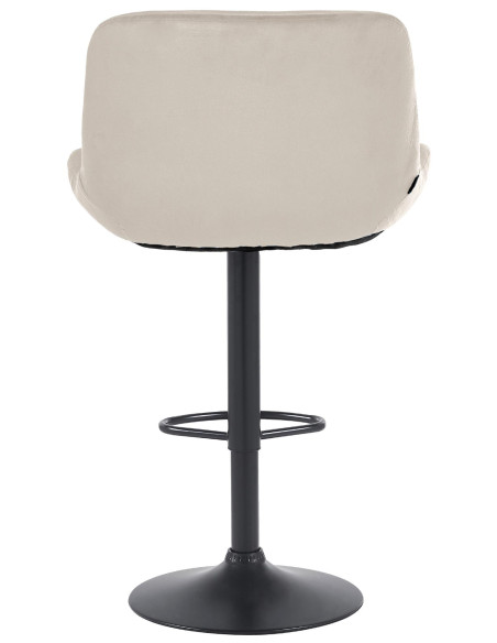 Tabouret de bar moderne Velours Blanc crème Métal Noir Mat Yielo 