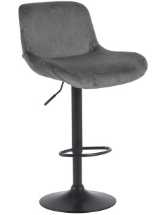 Tabouret de bar moderne Velours Gris foncé Métal Noir Mat Yielo 