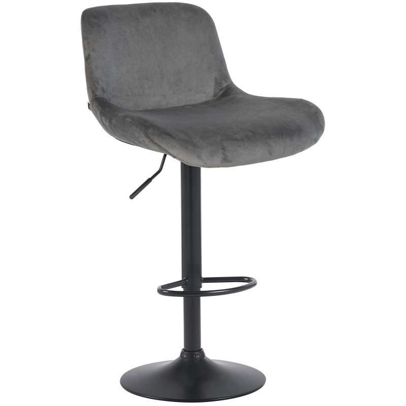 Tabouret de bar moderne Velours Gris foncé Métal Noir Mat Yielo 