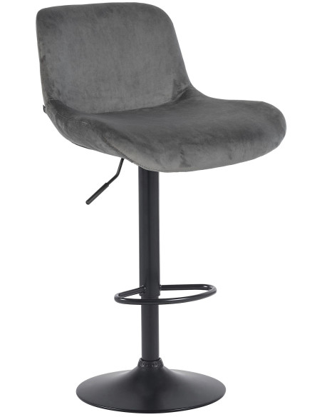 Tabouret de bar moderne Velours Gris foncé Métal Noir Mat Yielo 