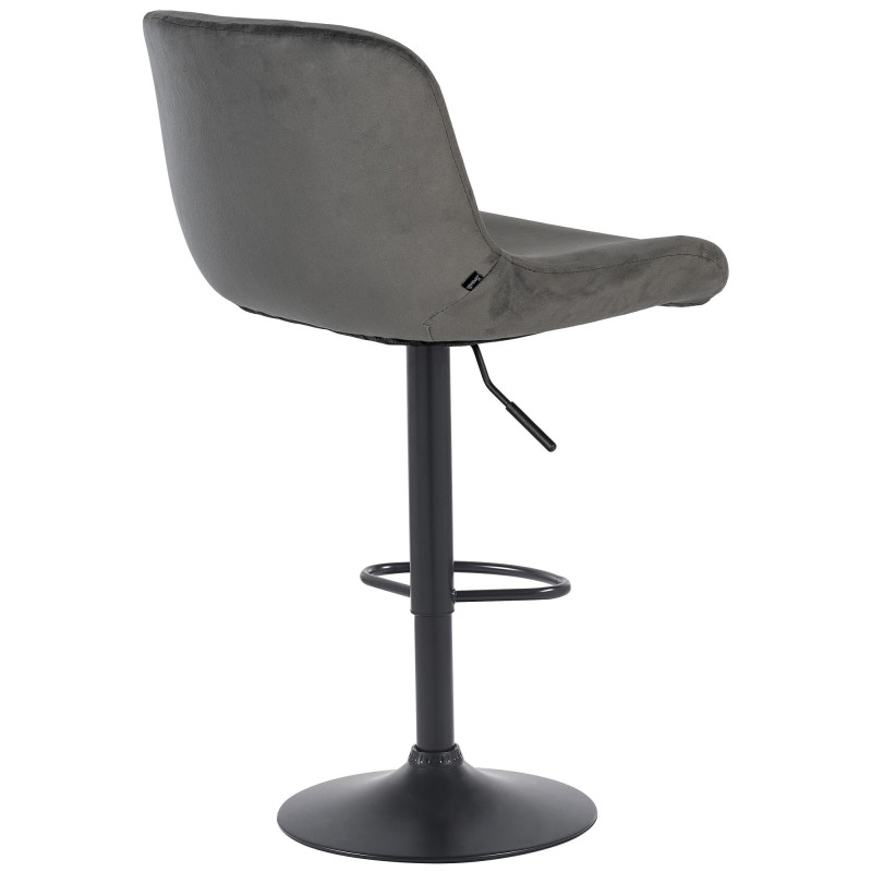 Tabouret de bar moderne Velours Gris foncé Métal Noir Mat Yielo 