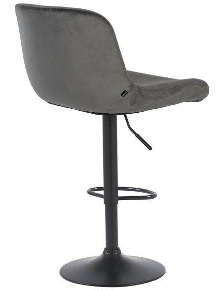 Tabouret de bar moderne Velours Gris foncé Métal Noir Mat Yielo 