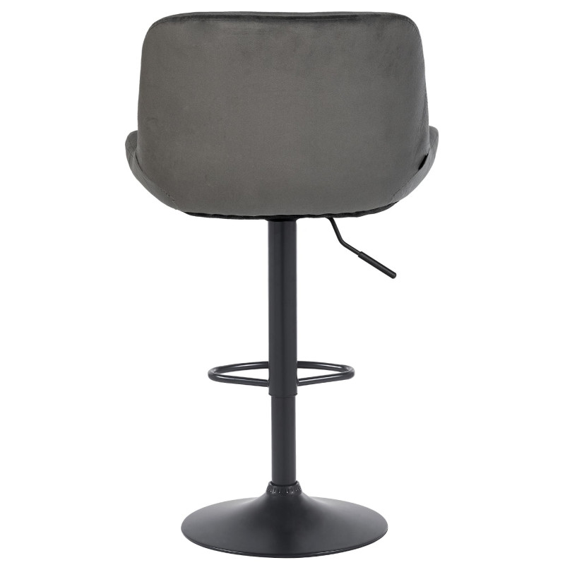 Tabouret de bar moderne Velours Gris foncé Métal Noir Mat Yielo 