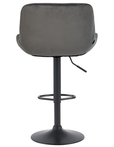Tabouret de bar moderne Velours Gris foncé Métal Noir Mat Yielo 