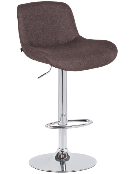 Tabouret de bar moderne Tissu Marron foncé Métal Argenté Chromé Yielo 